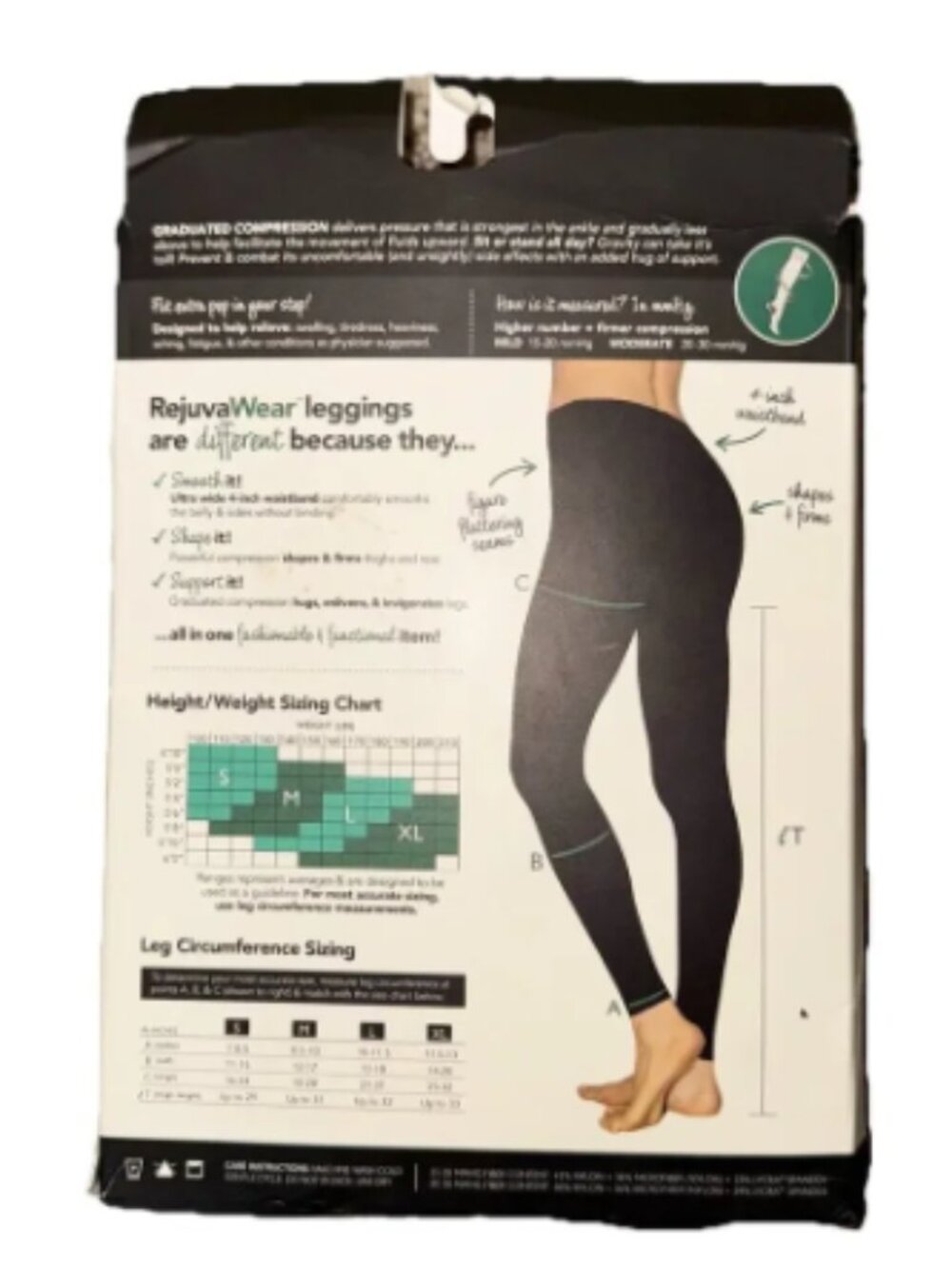 RejuvaWear Footless Compression Support Leggings Sz Medium 15-20mmHg Indigo Blue